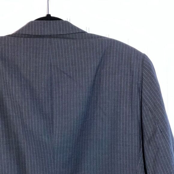 Jos A Bank 100% Wool Suit Jacket Men 46 Regular Black Pin Striped Sport Coat - Picture 12 of 13